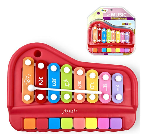 Pianinho Infantil Xilofone Teclado Musical 2 Em 1 Vermelho 0