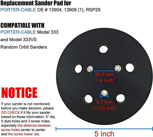 Almohadilla De Repuesto Para Lijadora De 5 Pulgadas De Diá. 1