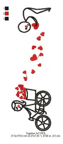 Embroidery Machine Design Template Pair of Hearts and Bicycle 28 1