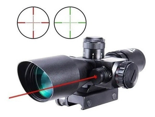 Schockproof Telescopic Scope 2.5-10x40 With Laser And 11 & 22mm Bases 0