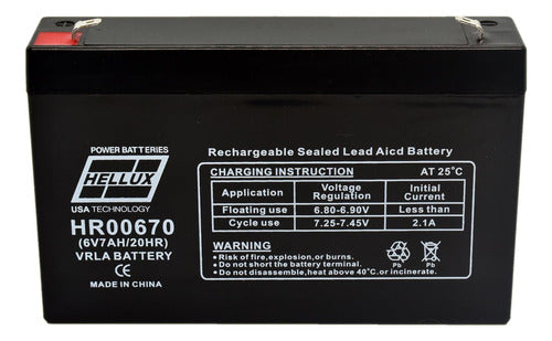 Hellux HR00670 VRLA Battery 6V 7Ah Gel Special for Alarm/UPS/Illumination 0