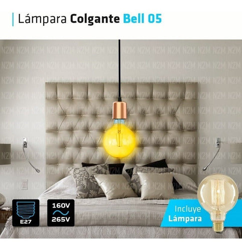 LED Hanging Lamp Bell 05 E27 8 Colors + Filament 2