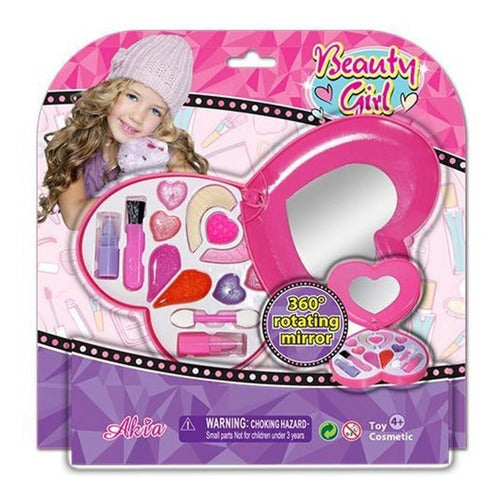 Set De Maquillaje Infantil Con Espejo Corazon Petaca Ak33651 0