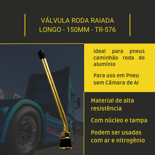 Válvula Roda Raiada Longo 150mm Tr-576 Para Caminhão 3