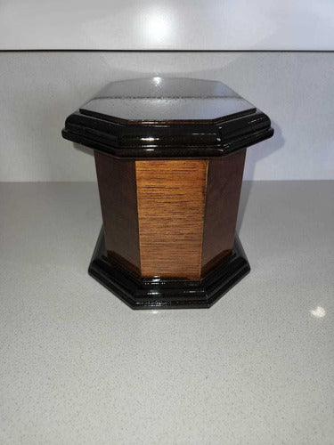 Octagonal Dark Cedar Cremation Urn 4