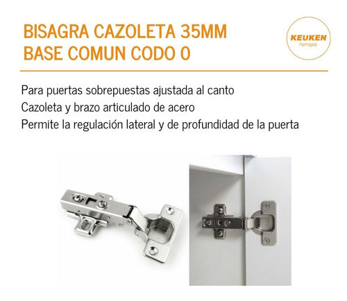 Bisagra Cazoleta Hafele Codo 0 35mm X 4 Unidad 4