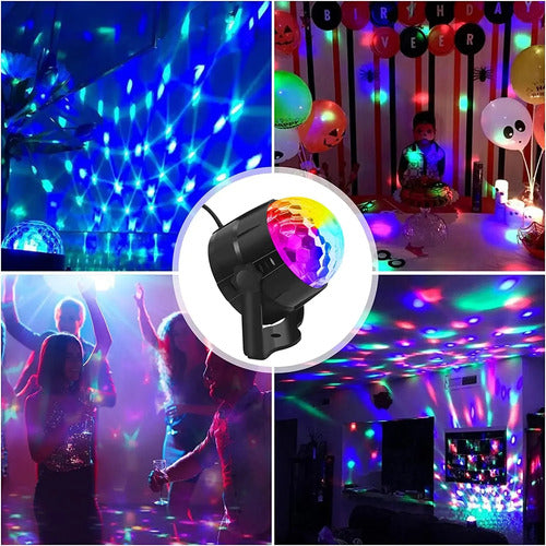 Bola De Luces Led Rgb Audioritmica Discoteca + Control Negro 5