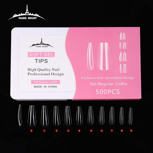 Paris Night Tips Soft Gel Cajax500u - Press On Nails 1