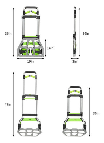 Carretilla Plegable De Aluminio 125kg Reforzada Carro Zorra 1