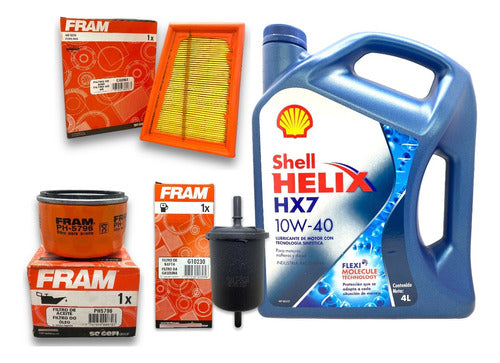 Kit Service 3 Filtros + Shell Hx7 10w40 Duster Oroch 1.6 K4m 0