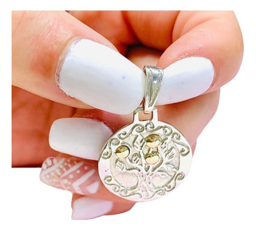 Tree of Life Medal Pendant 22mm Silver and Gold D 131 0