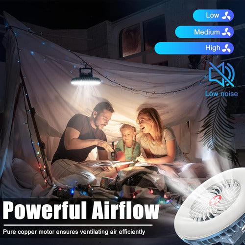 XTAUTO Portable Camping Fan with LED Lantern USB Rechargeable 1