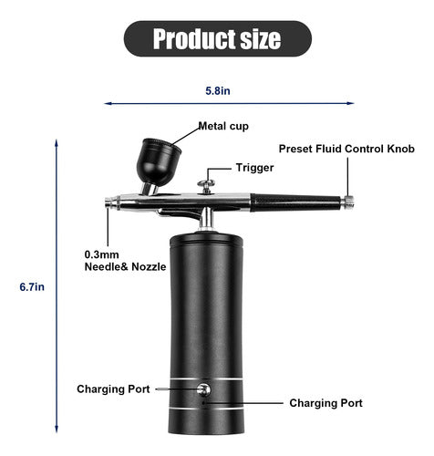 Esakoya Kit De Aerografo Inalambrico Recargable Alta Presion 30 Psi 1