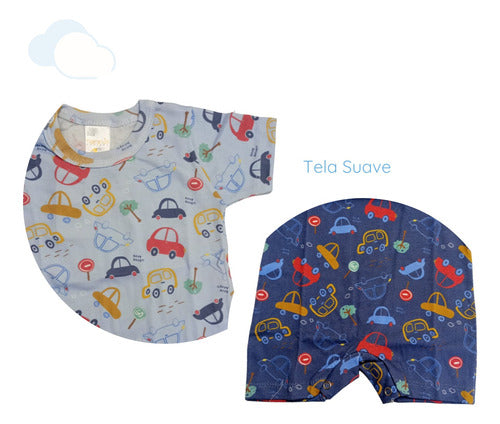 Short Sleeve Baby Bodysuit with Car Print Cotton 12