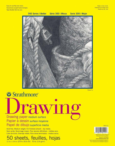 Strathmore 300 Series Drawing Pad, Medium Surface, 11x14, Glue Bound, 50 Sheets 0