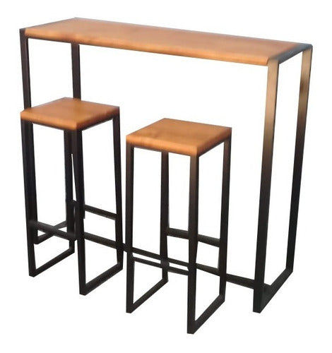 Iron and Wood High Stool - Factory Set of 2 5