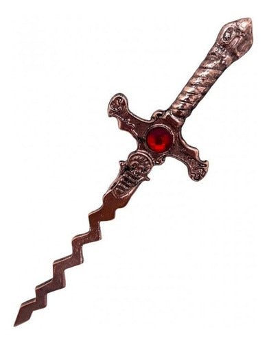 Athame Em Metal Iansa Cobre Velho 16,5 Cm Pedra Vermelha 0