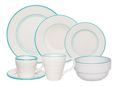 Oxford Serena Sky Dinnerware Set X12 - Plate, Dessert Plate, Bowl 1