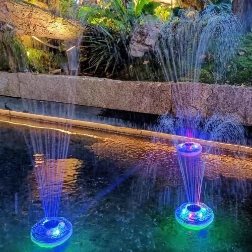 Fuente De Agua Flotante A Bateria Recargable Con Luces 1