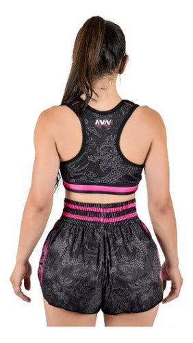 Combo Muay Thai Feminino Treino Top E Short Dragon Thay 1