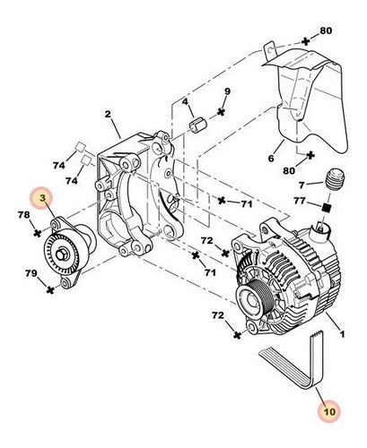 Original Tensor Poli V Peugeot 208 307 308 408 1.6 16V Nafta 1