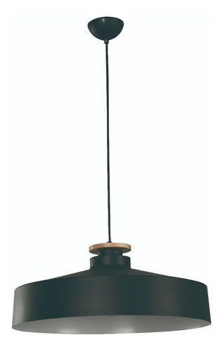 Large Black Hanging Lamp with Wood Nordic Style 0