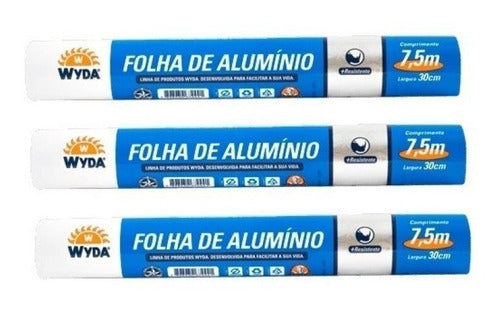 Wyda Aluminum Foil Food Wrap Roll - 30 cm x 7.5 m Pack of 3 0