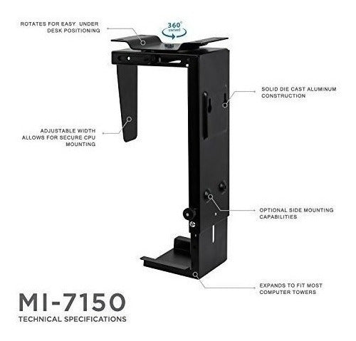 Mount-It! Mountit CPU Under Desk Mount Computadora Torre Soporte Ajust 4