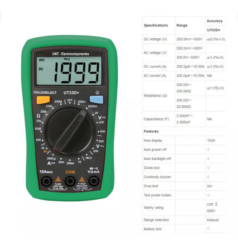 Uni-t Multímetro Digital Compacto Ut33d+ Ec Plus Ut33d 4