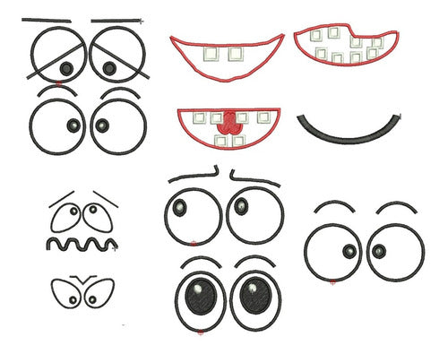 Machine Embroidery Design Eyes Mouth Teeth Embroidery Hoop Set 0