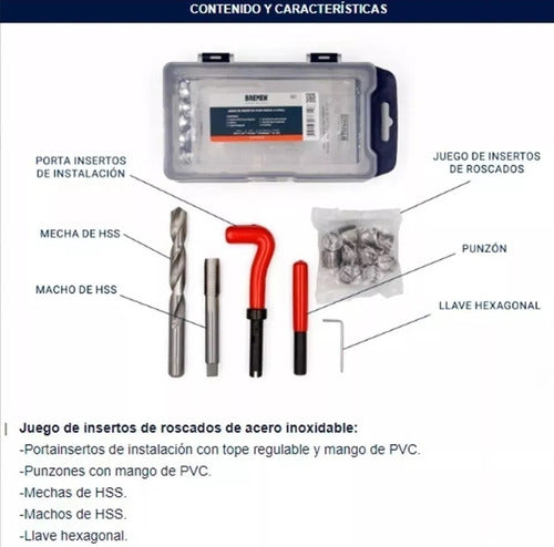 Kit Insertos Macho Mecha Bremen Roscas 12x1.50 15pz 7830 2