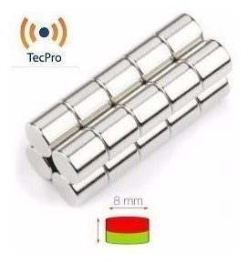 Tec-pro 25 Ultra-Powerful Nickel-Plated Neodymium Magnets 8x8 mm 1