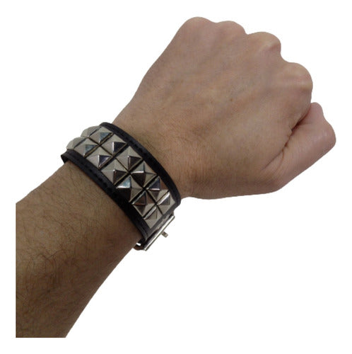 Studded Leather Wristband - Rocker Style Bracelet 1