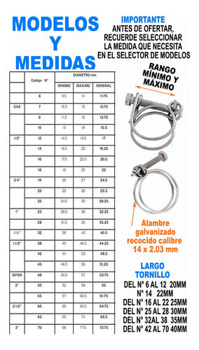 Pack of 10 Galvanized Wire Hose Clamps 2 Inches 52-58 mm 7