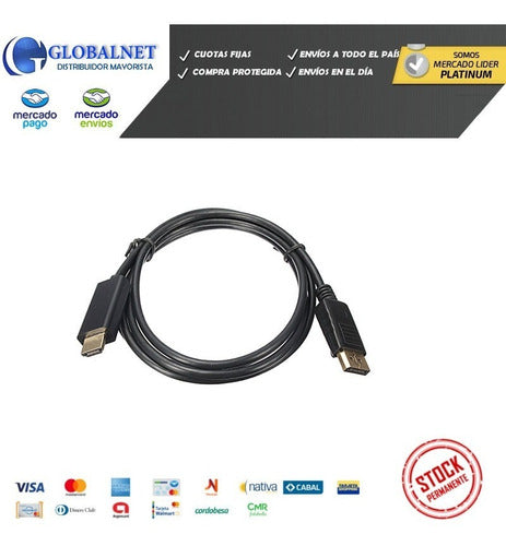 Cable Conversor De Displayport A Hdmi 1.8 Metros Factura A 4