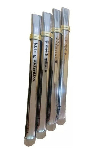 Custom Engraved Stainless Steel Flat Straws - Set of 1 - Bombillas Planas X1 Acero Inoxidable Personalizadas Grabadas