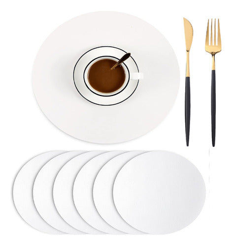 Home Love Round Eco-Leather Placemats Set of 8 0