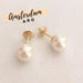 18kt Gold Threaded Hoop Earrings with 7mm Synthetic Pearl Model 207 2