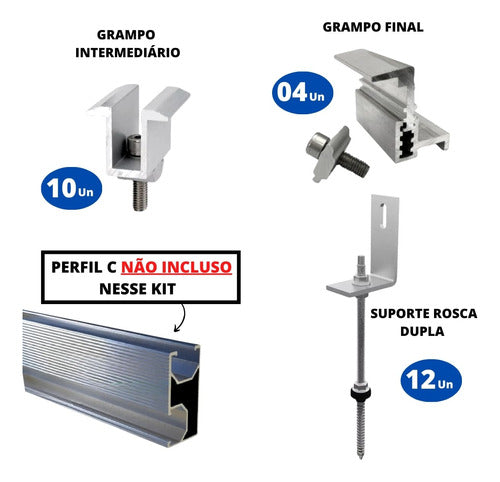 Kit Estrutura Suporte Linha C 06 Placas Solar Viga Madeira 1