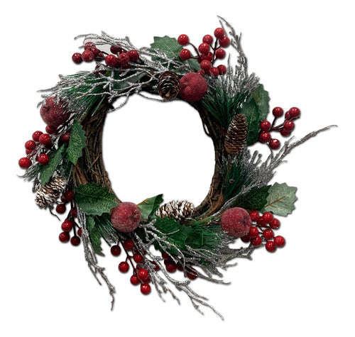 Christmas Wreath Decorated with Wicker, Flowers, and Pearls by Pettish Online 0