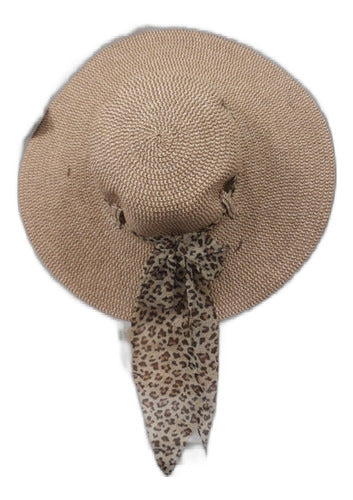 Artesanal Sombrero Capelina Con Pañuelo Animal Print 1