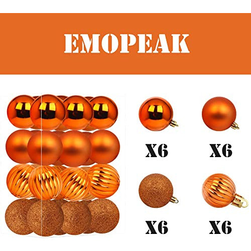 Emopeak Christmas Balls Pack of 24 - 3.2cm - Orange 2