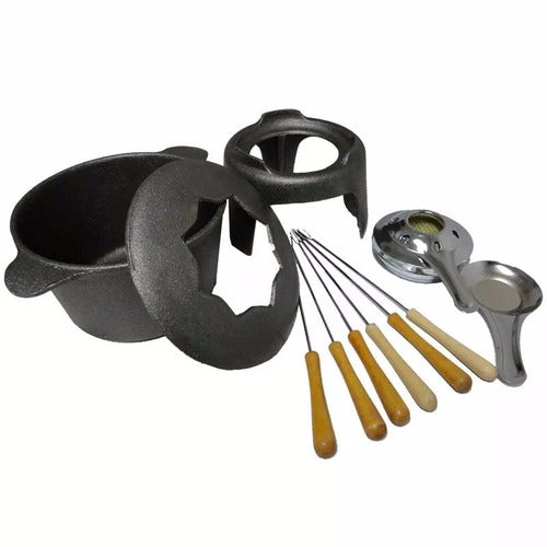 Premium Dark Grey Cast Iron Fondue Set for 6 People with Fondue Forks - Offer 1