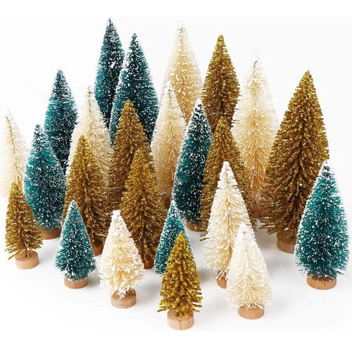 AerWo Mini Christmas Tree Wooden Base Decoration 24 Pieces 0