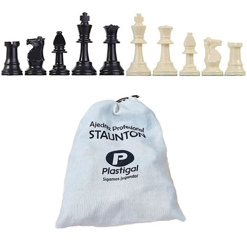 School Chess Set Solid Plastic Pieces Travel Fabric Bag 0