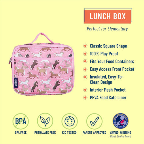 Wildkin Pink Lunch Box with Horses 1