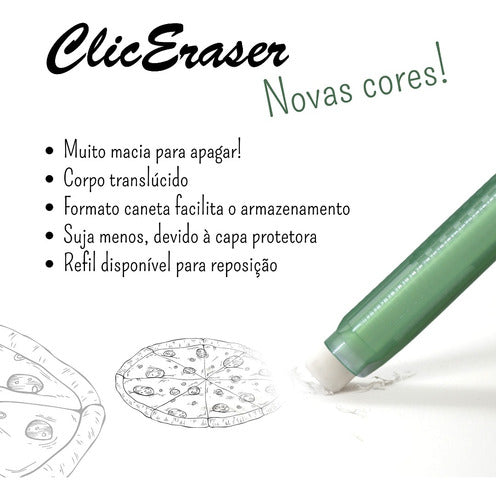 Caneta Borracha Retrátil Pentel Clic Eraser Preta 1