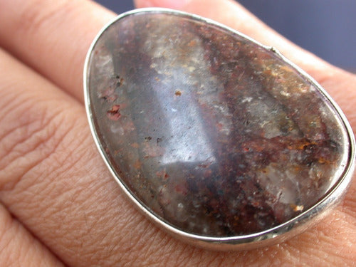 Luli Enorme Metal Piedra Agata Marron Ajustable Medi 4