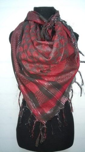 HHG Shiny Lurex Cotton Scarf with Fringe 100x100 cm 0