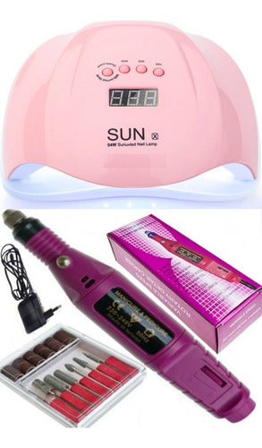 Sun X Kit X3 UV-LED Nail Lamp 54W + Professional Electric Nail Drill + Drill Bits 0